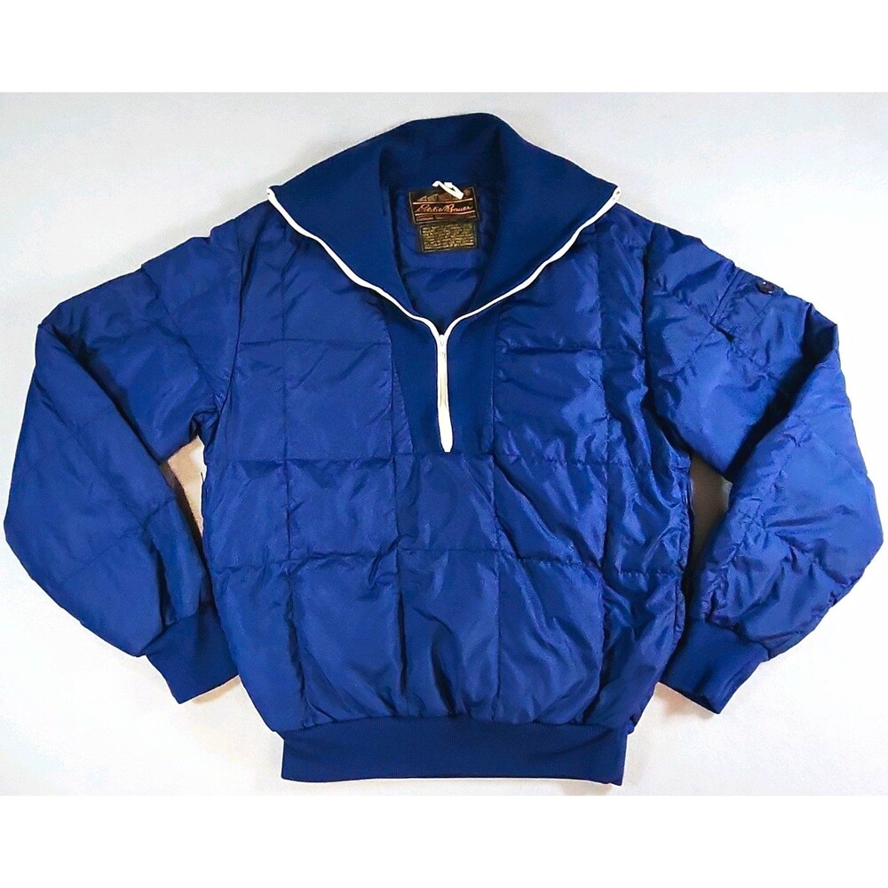 Vintage Eddie Bauer Goose Down Half Zip Jacket Blue 70s 80s Men's Large